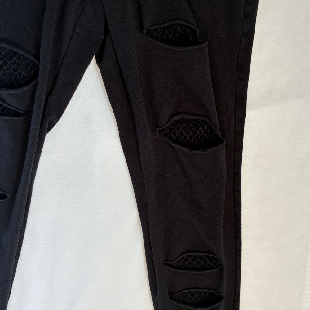 Torrid Black Leggings Size 2 Distressed Fishnet - Picture 4 of 13